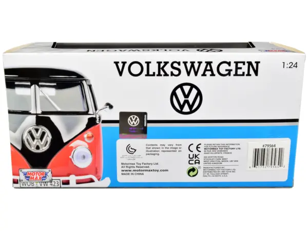 Volkswagen Type 2 (T1) Fire Van "Feuerwehr" Red 1/24 Diecast Model Car by Motormax #2