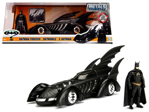 1995 Batman Forever Batmobile with Diecast Batman Figure 1/24 Diecast Model Car by Jada #1
