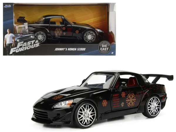 Johnny's 2001 Honda S2000 Black with Graphics "Fast & Furious" Movie 1/24 Diecast Model Car by Jada #1