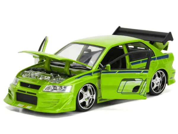 Brian's Mitsubishi Lancer Evolution VII Green with Graphics "Fast & Furious" Movie 1/24 Diecast Model Car by Jada #2