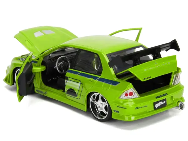 Brian's Mitsubishi Lancer Evolution VII Green with Graphics "Fast & Furious" Movie 1/24 Diecast Model Car by Jada #3