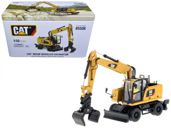 CAT Caterpillar M318F Wheeled Excavator with Operator "High Line Series" 1/50 Diecast Model by Diecast Masters #1