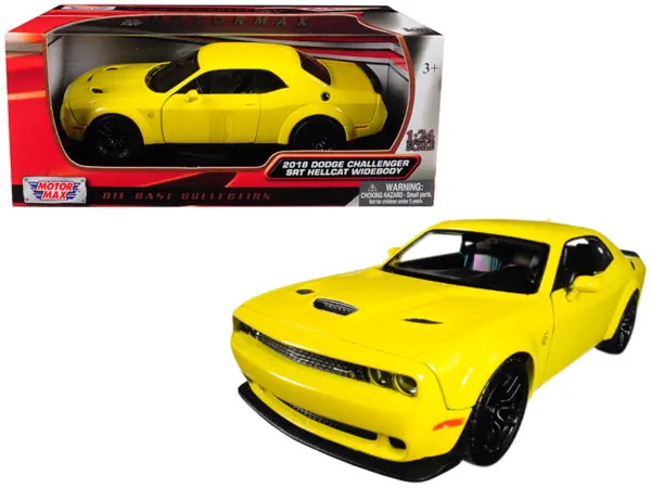 2018 Dodge Challenger SRT Hellcat Widebody Yellow 1/24 Diecast Model Car by Motormax #1