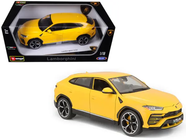 Lamborghini Urus Yellow 1/18 Diecast Model Car by Bburago #1