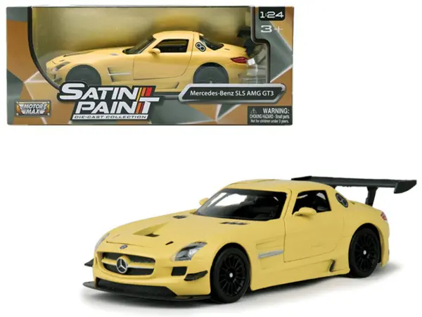 Mercedes Benz SLS AMG GT3 Matte Yellow 1/24 Diecast Model Car by Motormax #1