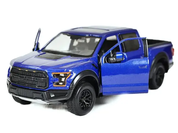 2017 Ford F-150 Raptor Pickup Truck Blue with Black Wheels 1/27 Diecast Model Car by Motormax #3