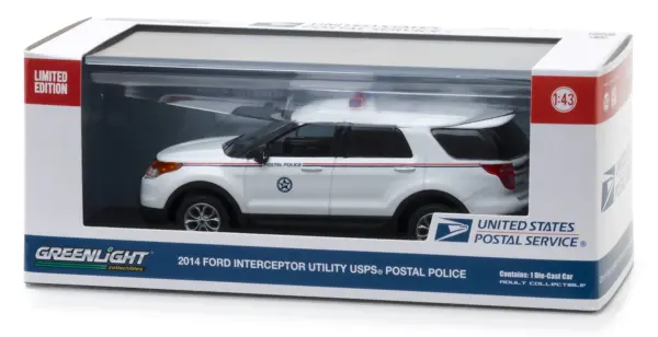 2014 Ford Interceptor Utility Postal Police "United States Postal Service" (USPS) White 1/43 Diecast Model Car by Greenlight #2