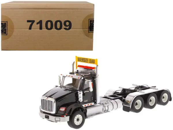 International HX620 Day Cab Tridem Tractor Black 1/50 Diecast Model by Diecast Masters #1