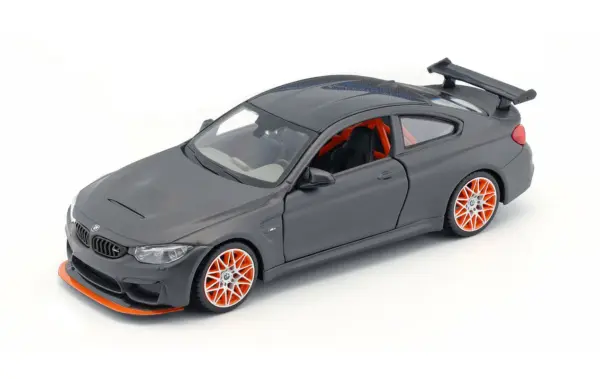 BMW M4 GTS Gray with Carbon Top and Orange Wheels 1/24 Diecast Model Car by Maisto #2