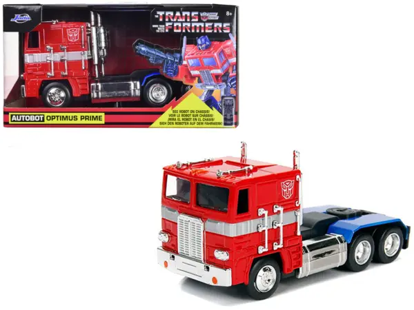G1 Autobot Optimus Prime Truck Red with Robot on Chassis from "Transformers" TV Series "Hollywood Rides" Series 1/32 Diecast Model by Jada #1