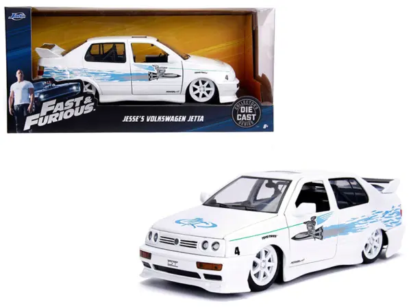 Jesse's Volkswagen Jetta White with Graphics "Fast & Furious" Movie 1/24 Diecast Model Car by Jada #1