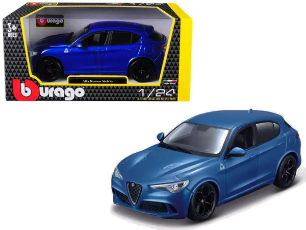Alfa Romeo Stelvio Quadrifoglio Blue 1/24 Diecast Model Car by Bburago #1
