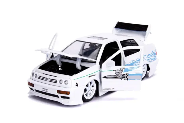 Jesse's Volkswagen Jetta White with Graphics "Fast & Furious" Movie 1/24 Diecast Model Car by Jada #3
