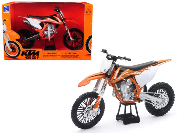 KTM 450 SX-F Dirt Bike Orange and White 1/10 Diecast Motorcycle Model by New Ray #1