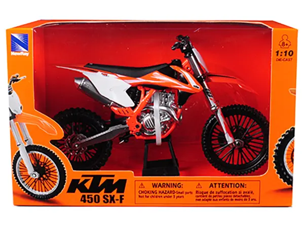 KTM 450 SX-F Dirt Bike Orange and White 1/10 Diecast Motorcycle Model by New Ray #3