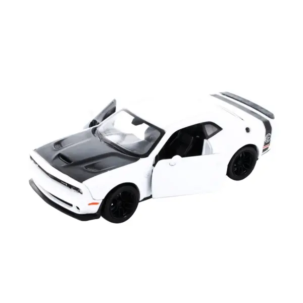 2018 Dodge Challenger SRT Hellcat Widebody White with Black Hood 1/24 Diecast Model Car by Motormax #3