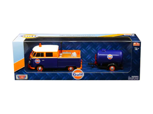 Volkswagen Service Pickup Truck with Plastic Oil Tank "Gulf Oil" 1/24 Diecast Model Car by Motormax #1