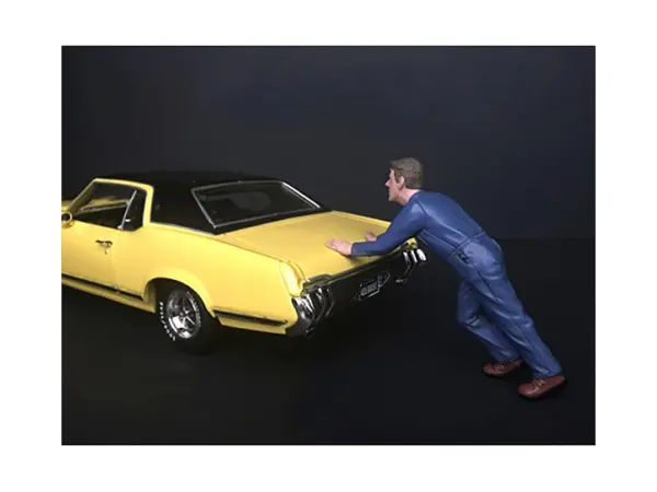 Mechanic Darwin Pushing a Car Figurine for 1/24 Scale Models by American Diorama #3