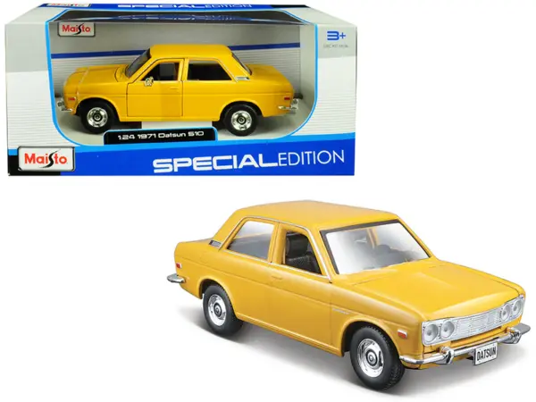 1971 Datsun 510 Yellow "Special Edition" 1/24 Diecast Model Car by Maisto #1