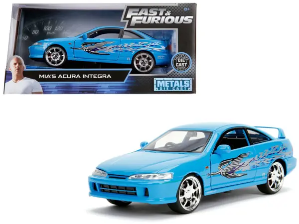 Mia's Acura Integra RHD (Right Hand Drive) Blue "The Fast and the Furious" Movie 1/24 Diecast Model Car by Jada #1