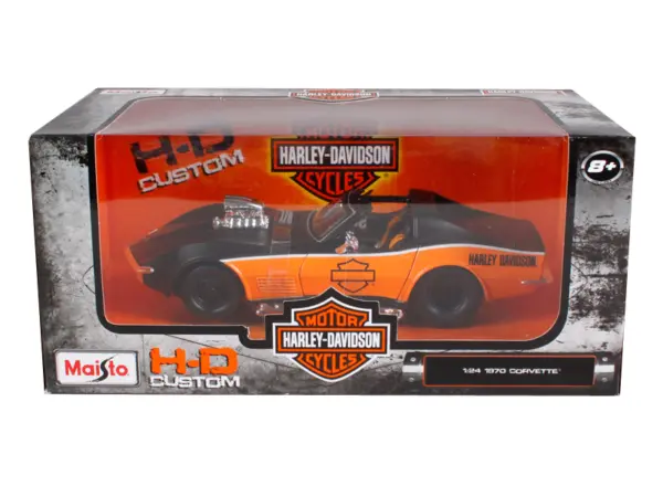 1970 Chevrolet Corvette Harley Davidson Black/Orange 1/24 Diecast Model Car by Maisto #1