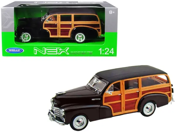 1948 Chevrolet Woody Fleetmaster Dark Brown 1/24 Diecast Model Car by Welly #1