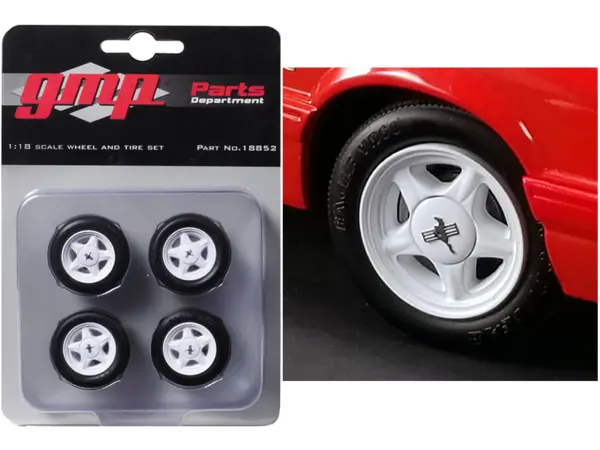 Pony Wheels and Tires Set of 4 pieces from "1992 Ford Mustang LX" 1/18 by GMP #1