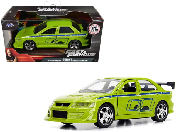Brian's Mitsubishi Lancer Evolution VII Green "Fast & Furious" Movie 1/32 Diecast Model Car by Jada #1