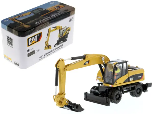 CAT Caterpillar M318D Wheeled Excavator with Operator "High Line" Series 1/87 (HO) Scale Diecast Model by Diecast Masters #1