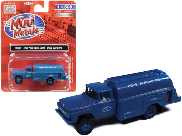 1960 Ford Tank Truck "Dixie Gas Corp." Blue 1/87 (HO) Scale Model by Classic Metal Works #1