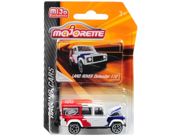 Land Rover Defender 110 White/Red/Blue "Above and Beyond" "Racing Cars" 1/60 Diecast Model Car by Majorette #1