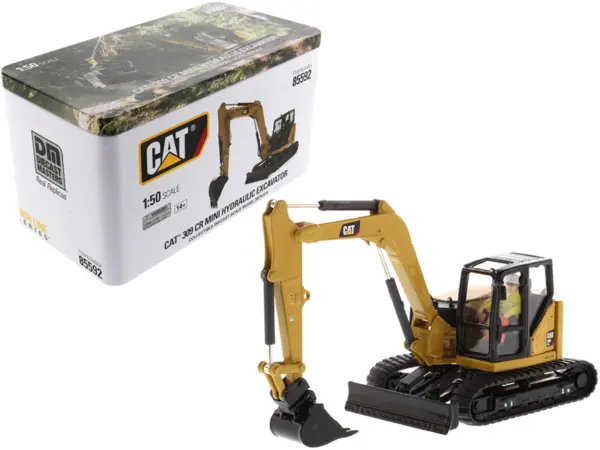 CAT Caterpillar 309 CR Next Generation Mini Hydraulic Excavator with Work Tools and Operator "High Line" Series 1/50 Diecast Model by Diecast Masters #1