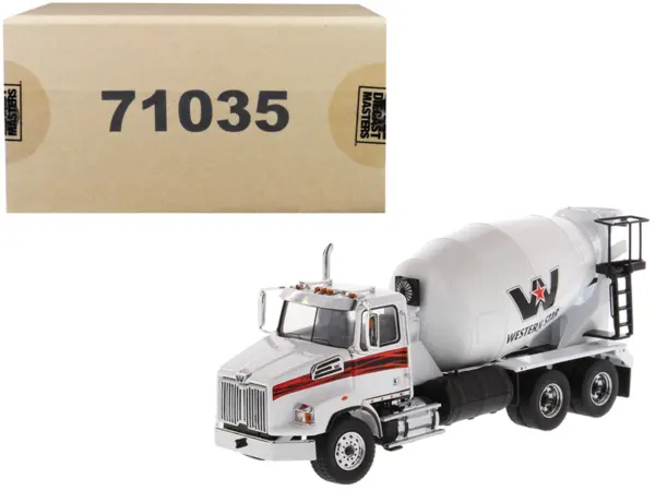 Western Star 4700 SB Concrete Mixer Truck White 1/50 Diecast Model by Diecast Masters #1