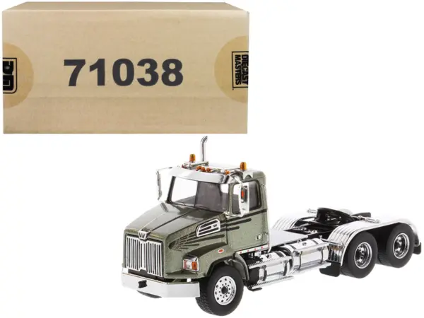 Western Star 4700 SB Tandem Day Cab Tractor Metallic Olive Green 1/50 Diecast Model by Diecast Masters #1