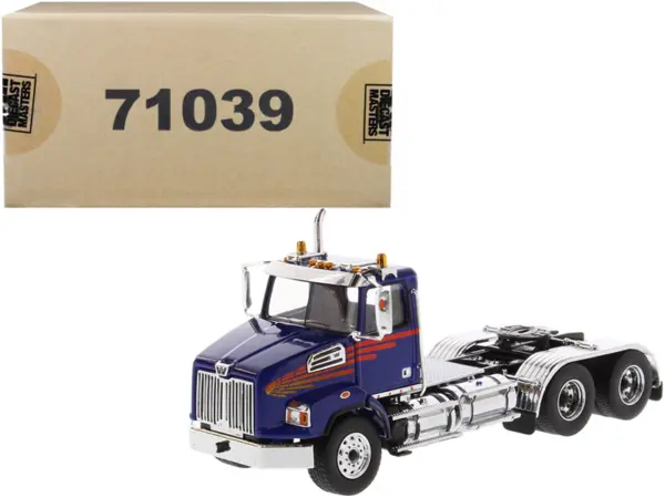 Western Star 4700 SB Tandem Day Cab Tractor Blue 1/50 Diecast Model by Diecast Masters #1