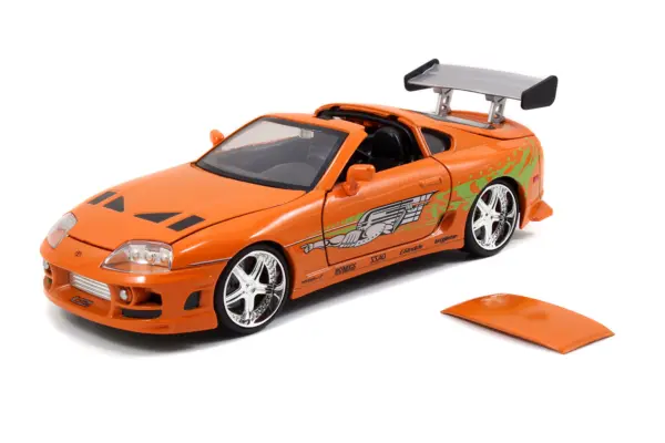 Model Kit Toyota Supra Metallic Orange with Brian Diecast Figure "Fast & Furious" Movie "Build N' Collect" 1/24 Diecast Model Car by Jada #3