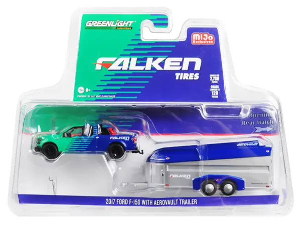2017 Ford F-150 Pickup Truck and Aerovault Trailer "Falken Tires" Limited Edition to 2760 pieces Worldwide 1/64 Diecast Model Car by Greenlight #1