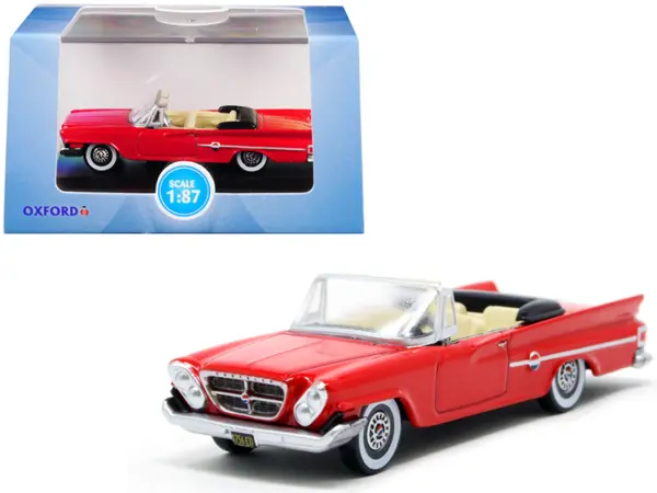 1961 Chrysler 300 Convertible Mardi Gras Red 1/87 (HO) Scale Diecast Model Car by Oxford Diecast #1