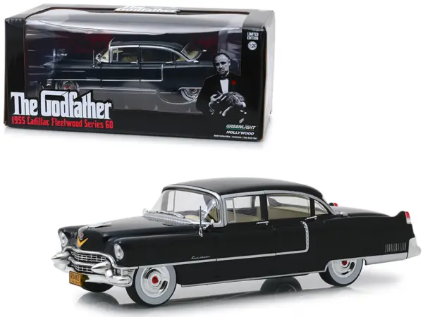 1955 Cadillac Fleetwood Series 60 Black "The Godfather" (1972) Movie 1/24 Diecast Model Car by Greenlight #1