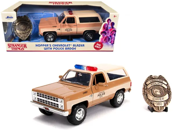 Hopper's Chevrolet Blazer with Police Badge "Hawkins Police Dept." "Stranger Things" (2016) TV Series 1/24 Diecast Model Car by Jada #1