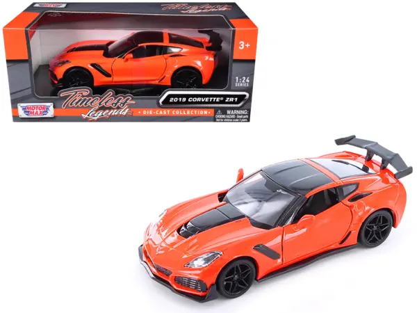 2019 Chevrolet Corvette ZR1 Orange with Black Accents 1/24 Diecast Model Car by Motormax #1