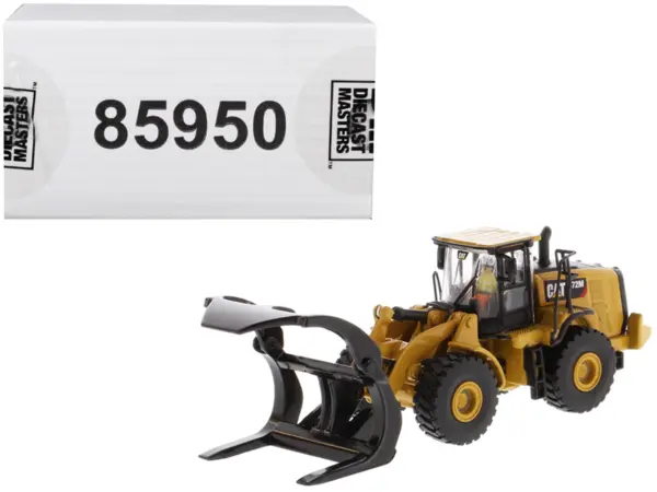 CAT Caterpillar 972M Wheel Loader with Log Fork and Operator "High Line" Series 1/87 (HO) Scale Diecast Model by Diecast Masters #1