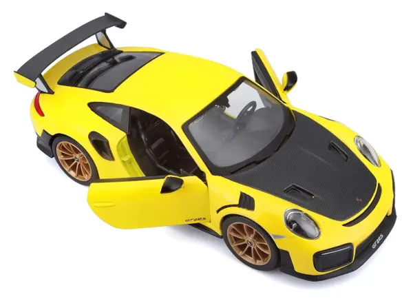 Porsche 911 GT2 RS Yellow with Carbon Hood and Gold Wheels "Special Edition" 1/24 Diecast Model Car by Maisto #2