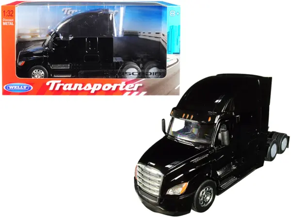 Freightliner Cascadia Truck Black "Transporter" 1/32 Diecast Model by Welly #1