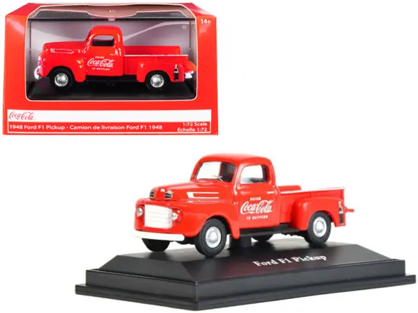 1948 Ford F1 Pickup Truck "Coca-Cola" Red 1/72 Diecast Model Car by Motorcity Classics #1