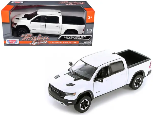 2019 RAM 1500 Rebel Crew Cab Pickup Truck White 1/24-1/27 Diecast Model Car by Motormax #1