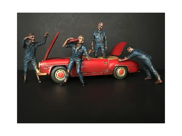 Zombie Mechanics 4 Piece Figurine Set "Got Zombies??" for 1/24 Scale Models by American Diorama #1