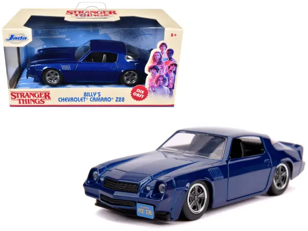 Billy's Chevrolet Camaro Z28 Metallic Dark Blue "Stranger Things" (2016) TV Series "Hollywood Rides" 1/32 Diecast Model Car by Jada #1