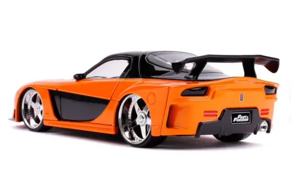 Han's Mazda RX-7 RHD (Right Hand Drive) Orange and Black "Fast & Furious" Movie 1/24 Diecast Model Car by Jada #4