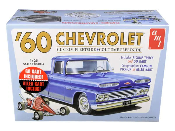 Skill 2 Model Kit 1960 Chevrolet Custom Fleetside Pickup Truck with Go Kart 1/25 Scale Model by AMT #1